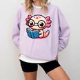 Adorable Book Lover Axolotl With Reading Glasses Cute Comfort Colors Sweatshirt Crimson