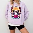 Adorable Book Lover Persian Cat With Reading Glasses Cute Comfort Colors Sweatshirt Crimson