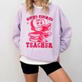 Cupid's Favorite Teacher Valentines Day Heart Book Lover Comfort Colors Sweatshirt Crimson