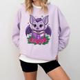 Cute Pastel Goth Bat Reading Book Comfort Colors Sweatshirt Crimson