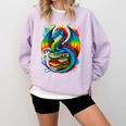 Dragon Reading Colorful Fantasy Book Lover Comfort Colors Sweatshirt Crimson