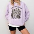 Easily Distracted By Plants Cats & Books Planting Gardening Comfort Colors Sweatshirt Crimson