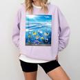 Frutiger Aero Aesthetic Tech Ocean Underwater Fishes Comfort Colors Sweatshirt Crimson