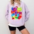 Frutiger Aero Aesthetic Tech Orb Pattern Heart Cherry Lips Comfort Colors Sweatshirt Crimson