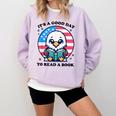 A Good Day To Read a Book Reading Eagle With American Flag Comfort Colors Sweatshirt Crimson