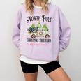 Holiday Scene Nostalgia North Pole Tree Farm Merry Christmas Comfort Colors Sweatshirt Crimson