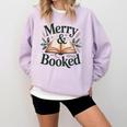 Merry And Booked Holiday Reading Winter Book Lover Premium Tri-Blend Comfort Colors Sweatshirt Crimson
