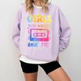 Retro Girls Just Wanna Have Fun Nostalgia 1980s 80's Premium Tri-Blend Comfort Colors Sweatshirt Crimson