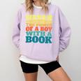 Retro Never Underestimate The Power Of a Boy With a Book Comfort Colors Sweatshirt Crimson