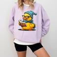 Rubber Duck Reading Book Rubber Duckie Reader Coffee Lover Comfort Colors Sweatshirt Crimson