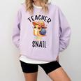 Teacher Snail With Glasses On Books Cute Pre-K Kindergarten Comfort Colors Sweatshirt Crimson