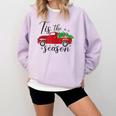 Tis The Season Holiday Nostalgia Red Truck Comfort Colors Sweatshirt Crimson