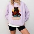 Wizard Cat Reading a Book While Crocheting Comfort Colors Sweatshirt Crimson Wizard Cat Reading a Book While Crocheting Comfort Colors Sweatshirt Crimson