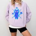 Yk2 Grunge Earthy Blue Cat With Stars Tomboy 90s Nostalgia Comfort Colors Sweatshirt Crimson