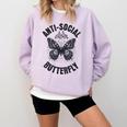 Anti-Social Butterfly Awkward Introvert Homebody Humor Comfort Colors Sweatshirt Orchid