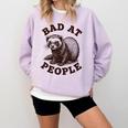 Bad At People Ferret Introvert Saying Slogan Tee Comfort Colors Sweatshirt Orchid