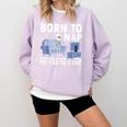 Born To Nap Forced To Exist Lazy Skeleton Couch Introverts Comfort Colors Sweatshirt Orchid