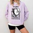 Cat With Coffee On Computer Go Away I'm Introverting Comfort Colors Sweatshirt Orchid