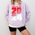Class Of 2024 High School Senior Graduation Red Sports Style Comfort Colors Sweatshirt Orchid