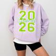 Class Of 2026 Graduation Varsity Lime Green Letters Comfort Colors Sweatshirt Orchid