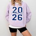 Class Of 2026 Graduation Varsity Navy Blue Letters Premium Tri-Blend Comfort Colors Sweatshirt Orchid