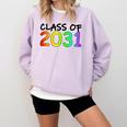 Class Of 2031 Pre-K -12th Grade Hand Prints Space Graduation Comfort Colors Sweatshirt Orchid