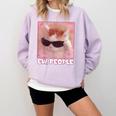 Cool Cat Meme Ew People Anti Social Introvert Cute Cat Comfort Colors Sweatshirt Orchid