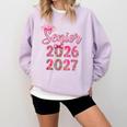 Coquette Pink Bow Flowers Senior 2026 2027 Graduation Comfort Colors Sweatshirt Orchid