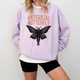 Cryptid Cryptozoology Mothman Introvert -Adults Butterfly Small Crew Neck Classic Fit Short Sleeve Polyester 100 Printed Blended Fabric Comfort Colors Sweatshirt Orchid