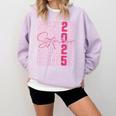 Cute Girls Women Class 2025 Graduation Senior Coquette Bow Comfort Colors Sweatshirt Orchid
