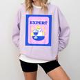 Fun Cute Introvert Cat Character With Wine Comfort Colors Sweatshirt Orchid Fun Cute Introvert Cat Character With Wine Comfort Colors Sweatshirt Orchid