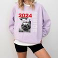 Fun Trendy UFO Sloth Graduation Class Of 2024 Senior Comfort Colors Sweatshirt Orchid