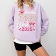 Girls Little Miss Kindergarten Grad 2025 Coquette Graduation Comfort Colors Sweatshirt Orchid