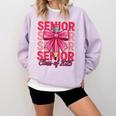 Graduate 2025 For Senior 2025 Graduation Coquette Pink Bow Comfort Colors Sweatshirt Orchid