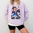 We Out Graduate Dabbing Anime Girl Grad Graduation Comfort Colors Sweatshirt Orchid