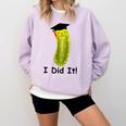 Graduation Cap Wearing Big Dill Pickle I Did It Graduate Fun Comfort Colors Sweatshirt Orchid