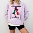 Graduation Latina Educated La Graduada Mexican Bingo Card Comfort Colors Sweatshirt Orchid