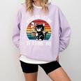 Hang On Let Me Overthink Cat Coffee Retro Introvert Comfort Colors Sweatshirt Orchid