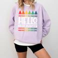 Hello Kindergarten First Day Back To School Graduation Comfort Colors Sweatshirt Orchid