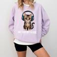 Introvert Mode Cat With Headphones Kitten Lover Comfort Colors Sweatshirt Orchid