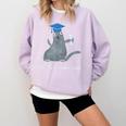 Just Graduated Cat With Graduation Cap And Diploma For Men Women Girls Kids Comfort Colors Sweatshirt Orchid