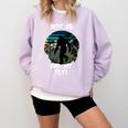 Just Me And My Yeti Retro Sunset Mountain Hiking Introvert Comfort Colors Sweatshirt Orchid