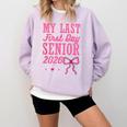 My Last First Day Senior 2026 Coquette Pink Bow Graduation Comfort Colors Sweatshirt Orchid