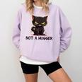 Not A Hugger Tee Angry Cat Sarcastic Cute Introvert Comfort Colors Sweatshirt Orchid