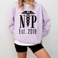 Nurse Practitioner Graduation NP Est 2019 Shirt Comfort Colors Sweatshirt Orchid