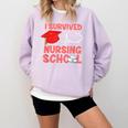 Nurse Survived Nursing School Graduation Comfort Colors Sweatshirt Orchid