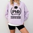PHD Survivor T-Shirt Graduation Student Teacher For Men Women Kids Comfort Colors Sweatshirt Orchid