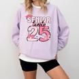 Pink Coquette Bow Senior 2025 Back To School Graduation Girl Comfort Colors Sweatshirt Orchid