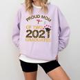 Proud Mom Of Two 2021 Graduates Twin Mama Graduation Leopard Comfort Colors Sweatshirt Orchid