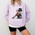 Queen Masters Degree Graduation Educated Melanin Grad Comfort Colors Sweatshirt Orchid
